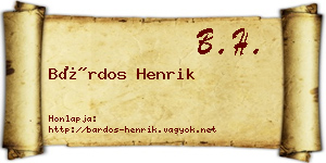 Bárdos Henrik névjegykártya