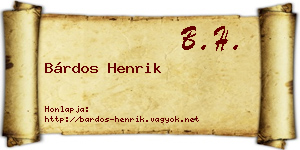 Bárdos Henrik névjegykártya